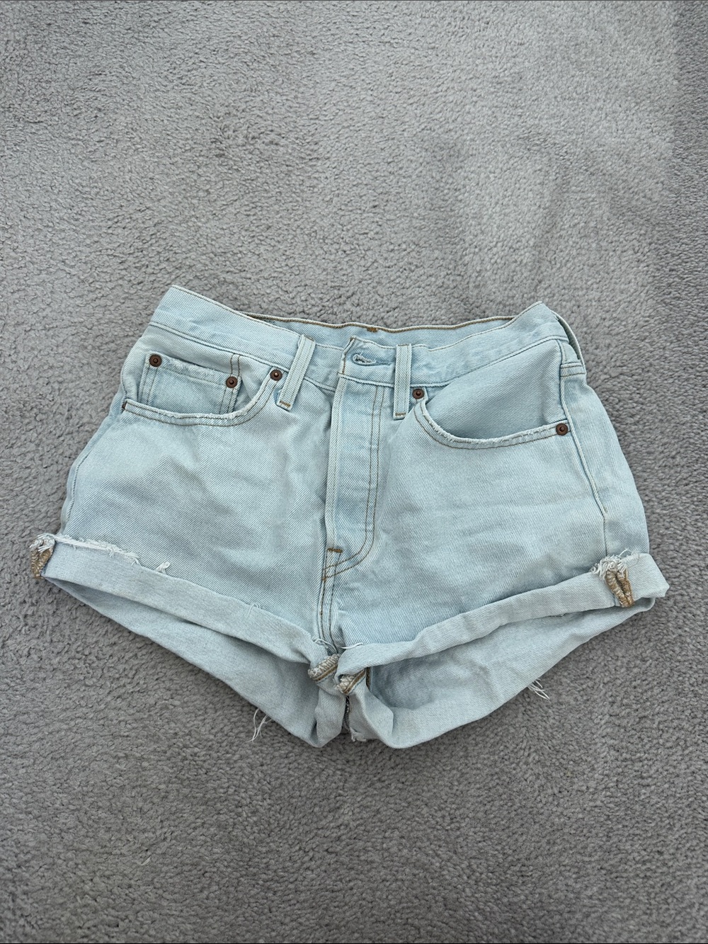 Levi's Light Blue Rolled Cuff Denim Shorts